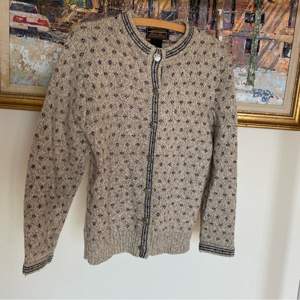 Vintage Eddie Bauer Wool Cardigan Fair Isle vibes